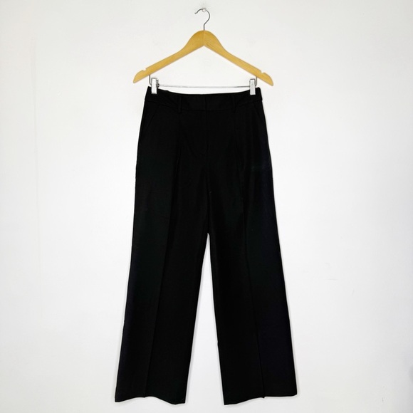 Talbots Black Wide Leg Trouser Pants Size 2 Petite Wool Stretch - Picture 1 of 6